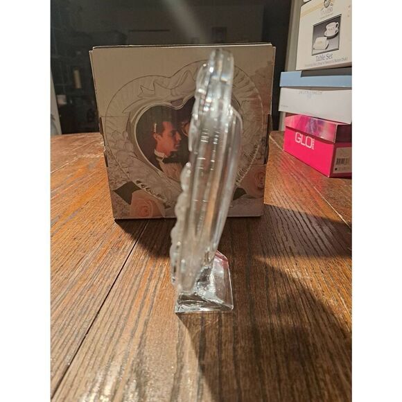 Vintage Home Beautiful Japan Heart Picture Frame Chiseled Heavy Glass Bow Flower - Picture 5 of 7